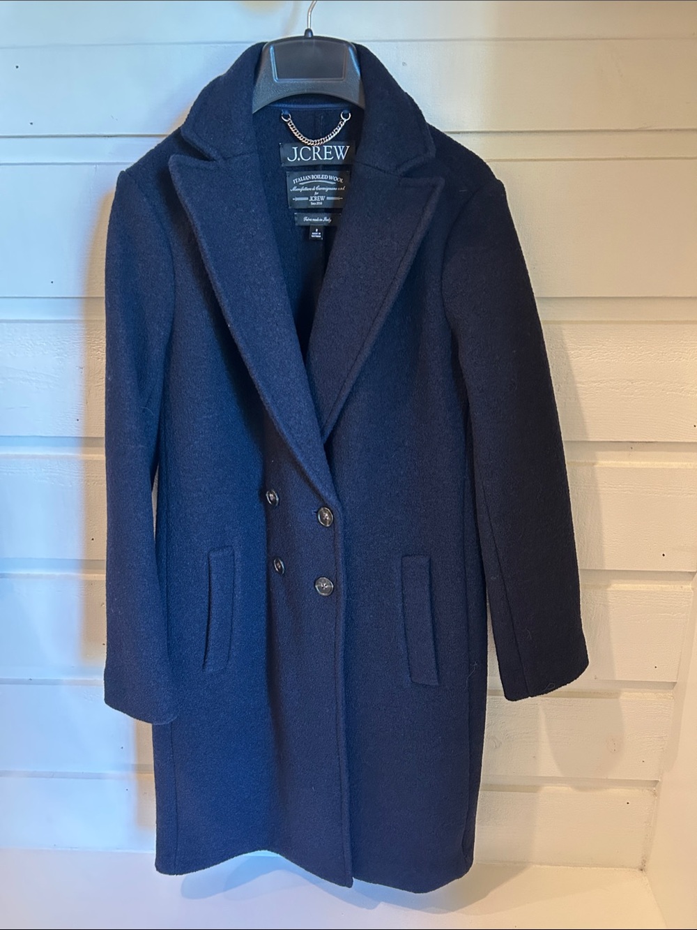 J. Crew Navy Double-Breasted Wool Dress Coat